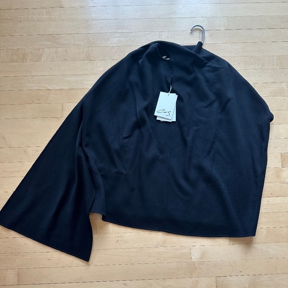 NWT COS black wool cape with scarf, 14,  GP1518 - Picture 2 of 6